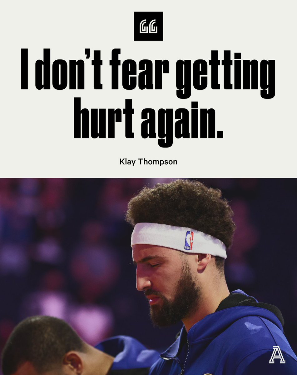 TheAthletic's tweet photo. 2019: torn ACL
2020: torn Achilles tendon

The last time @KlayThompson took the court was the 2019 NBA Finals.

One thing is clear as Klay is nearing a return: He doesn’t fear getting hurt again. https://t.co/sOVo8QgCz6
