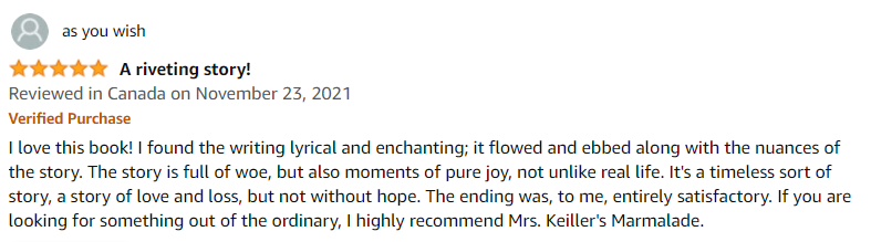 warblebox's tweet image. A #beautiful #amazon review from 'as you wish' #Canada #mrskeillersmarmalade amazon.com/Mrs-Keillers-M… #amwriting  #HistoricalFiction #ibooks #kindlebooks #indieauthors