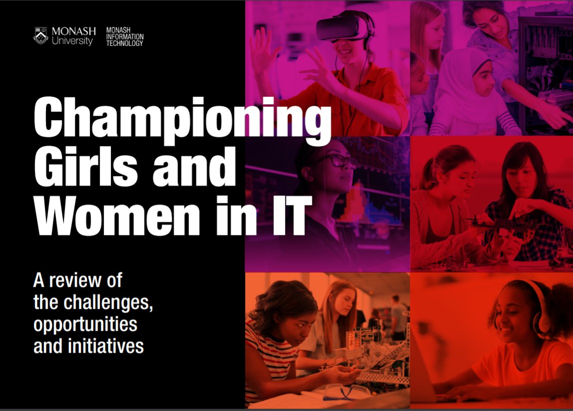 MonashInfotech's tweet photo. Ecstatic to launch the 'Championing Girls and Women in #IT' report: https://t.co/sIKmIIKd9h!

Gain deeper insights into what's working, what's not – and how we can take critical action to #changeitforgood.
#STEM @MonashUni @YolandeStreng @PierreLeBodic  @TrangDo88 https://t.co/2VgLG4mFDe