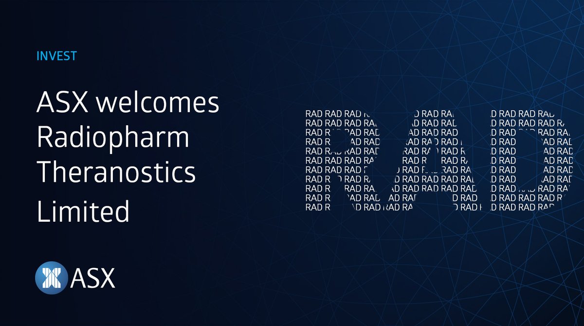 ASX's tweet photo. ASX welcomes Radiopharm Theranostics Limited, which is a clinical stage radiotherapeutics company targeting some of the largest markets in cancer. We wish you every success in the future! https://t.co/KWYO4wZXRl #ListASX #ipowithASX @TeamRadioPharm #IPO https://t.co/4uwqflDVhf