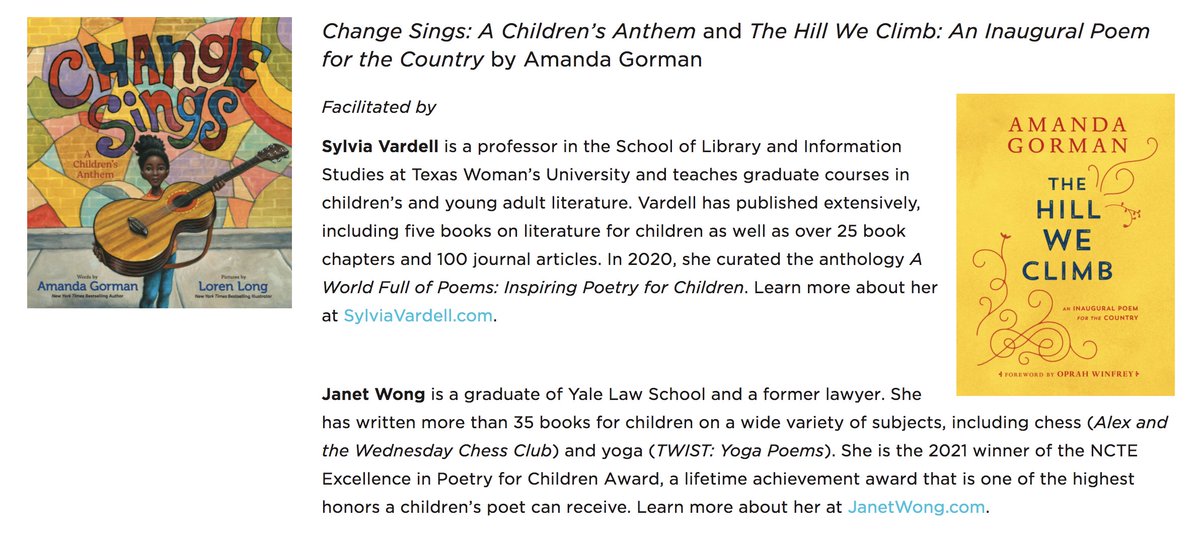 pomelobooks's tweet photo. You know it will be FUN with @SylviaVardell + @janetwongauthor hosting this @NCTE #WinterBookDiscussion!! https://t.co/3xDxsnMdjJ