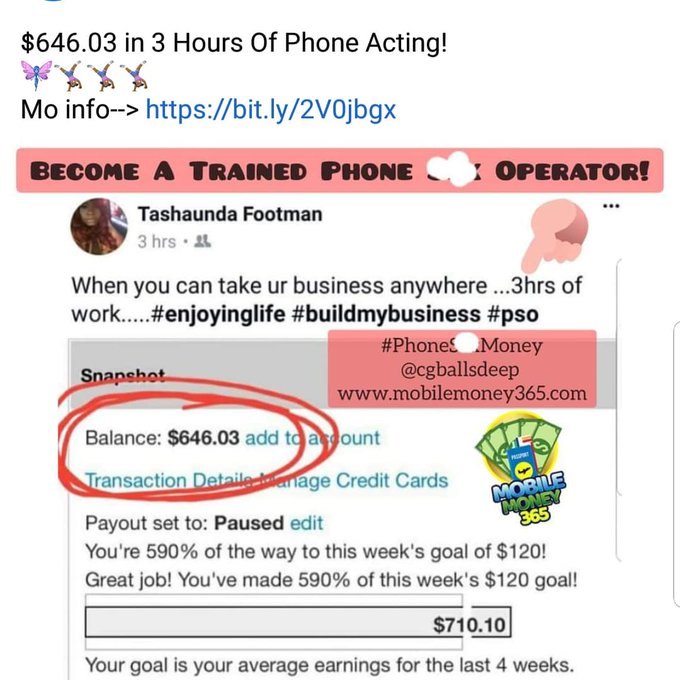 $646.03 in 3 hours as a #phonesexoperator  Wanna do the same?;) --> https://t.co/lTQ9Vtr2RC https://t<a href="/tag/phonesexoperator"class="tags">#phonesexoperator</a>