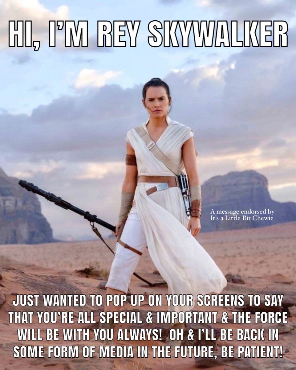 A positive #StarWars post endorsed by #ItsaLittleBitChewie 
#ReySkywalker
#DaisyRidley
#KathleenKennedy 
#StarWarsSaga
#FutureProjects