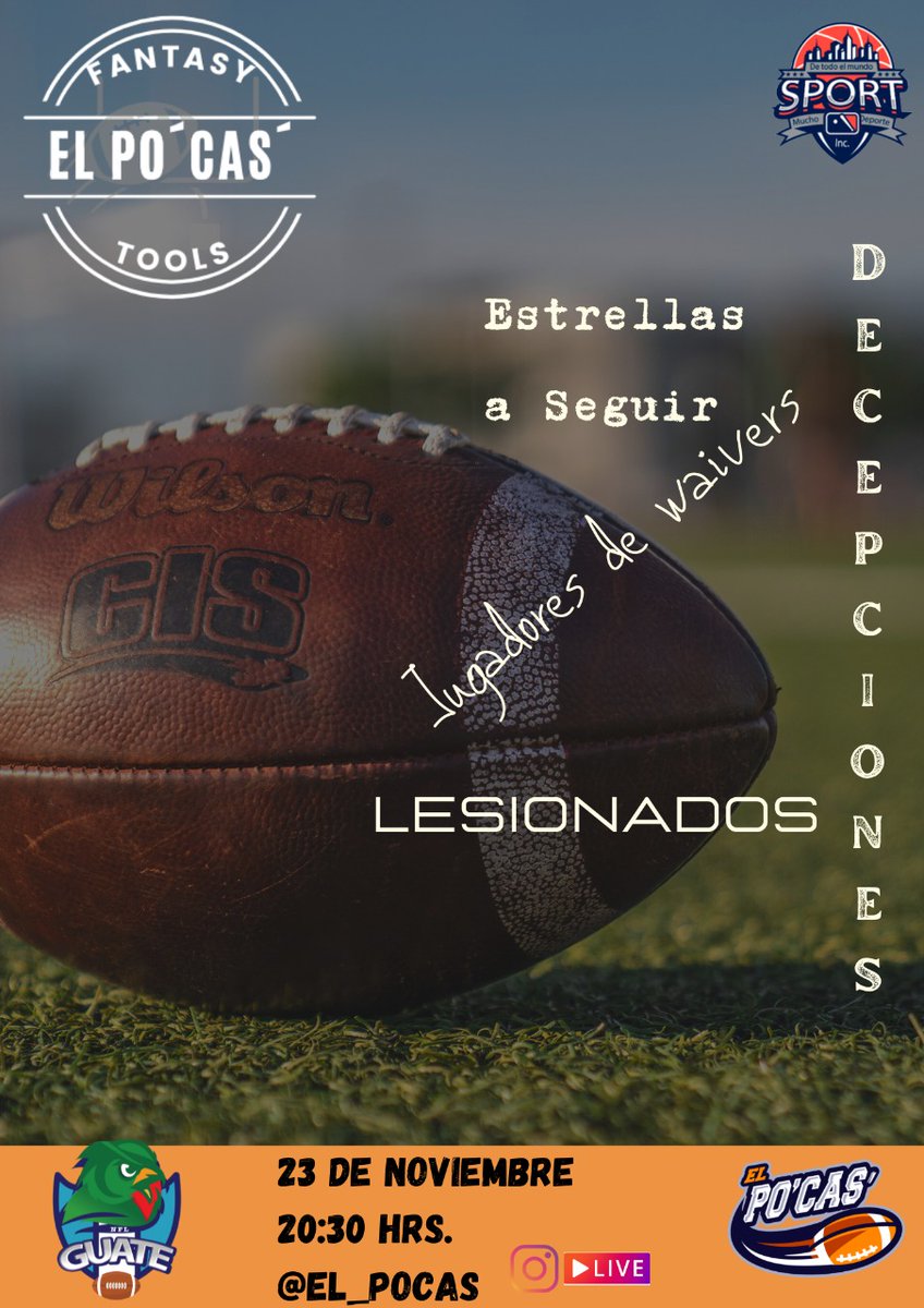 ElPocasGt's tweet photo. ¡HOY MARTES DE #FantasyTools!. Se acercan los #Playoffs en #FantasyFootball, escucha a nuestros analistas moleros y llévate todos los tips para ganar tu liga. Síguenos en vivo a las 20:30 horas por #Instagram, dale play a➡️[https://t.co/H6afrlE3L6]
#ElPocas #NFLFantasy #Fantasy https://t.co/icKoZNR8BE