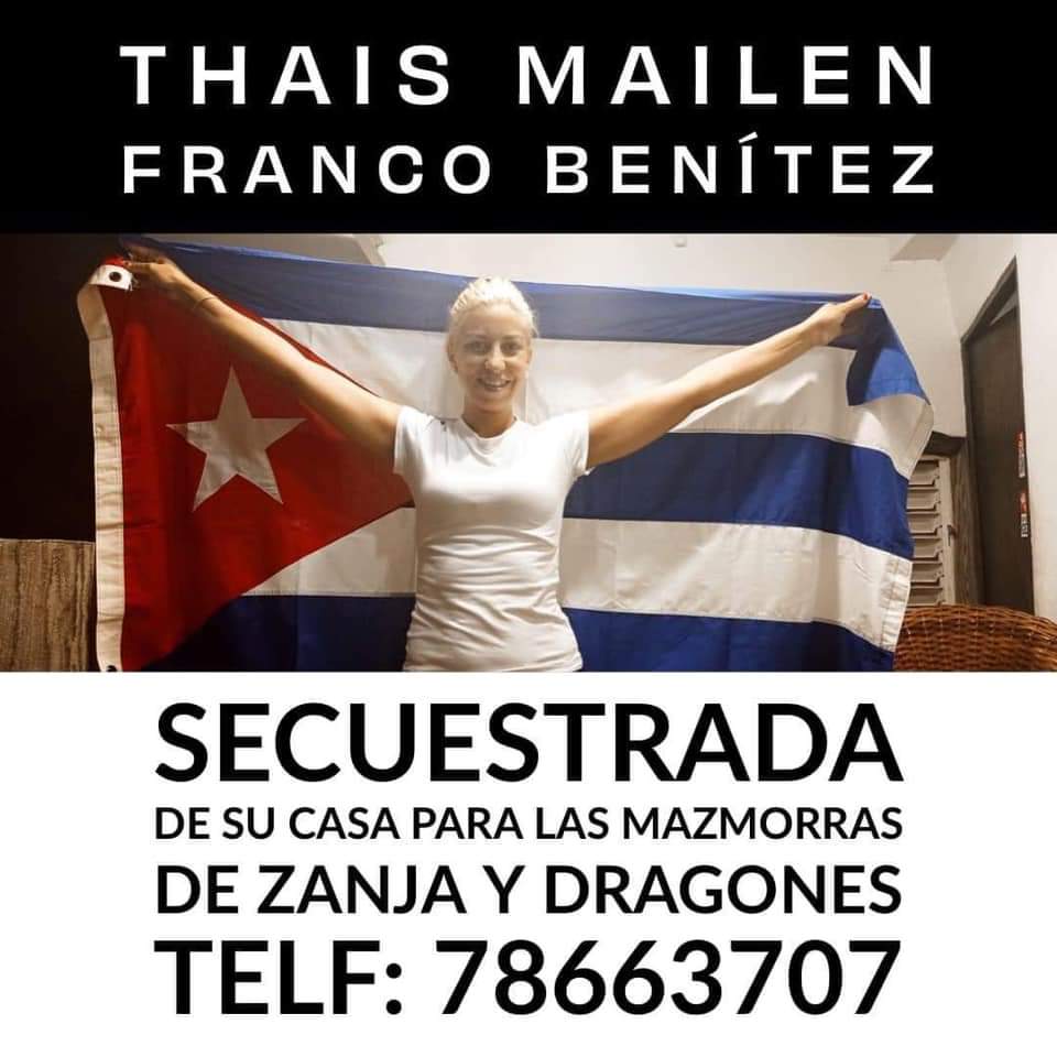 CARUCADELBARRIO's tweet photo. La dictadura asesina de los Castros que no soporta la inteligencia y el talento de los jóvenes ha secuestrado esta gran patriota #FreeThais #SOS Devuelvan a Thais a sus hijos asesinos 🇨🇺👆 https://t.co/cWls3eA8yM
