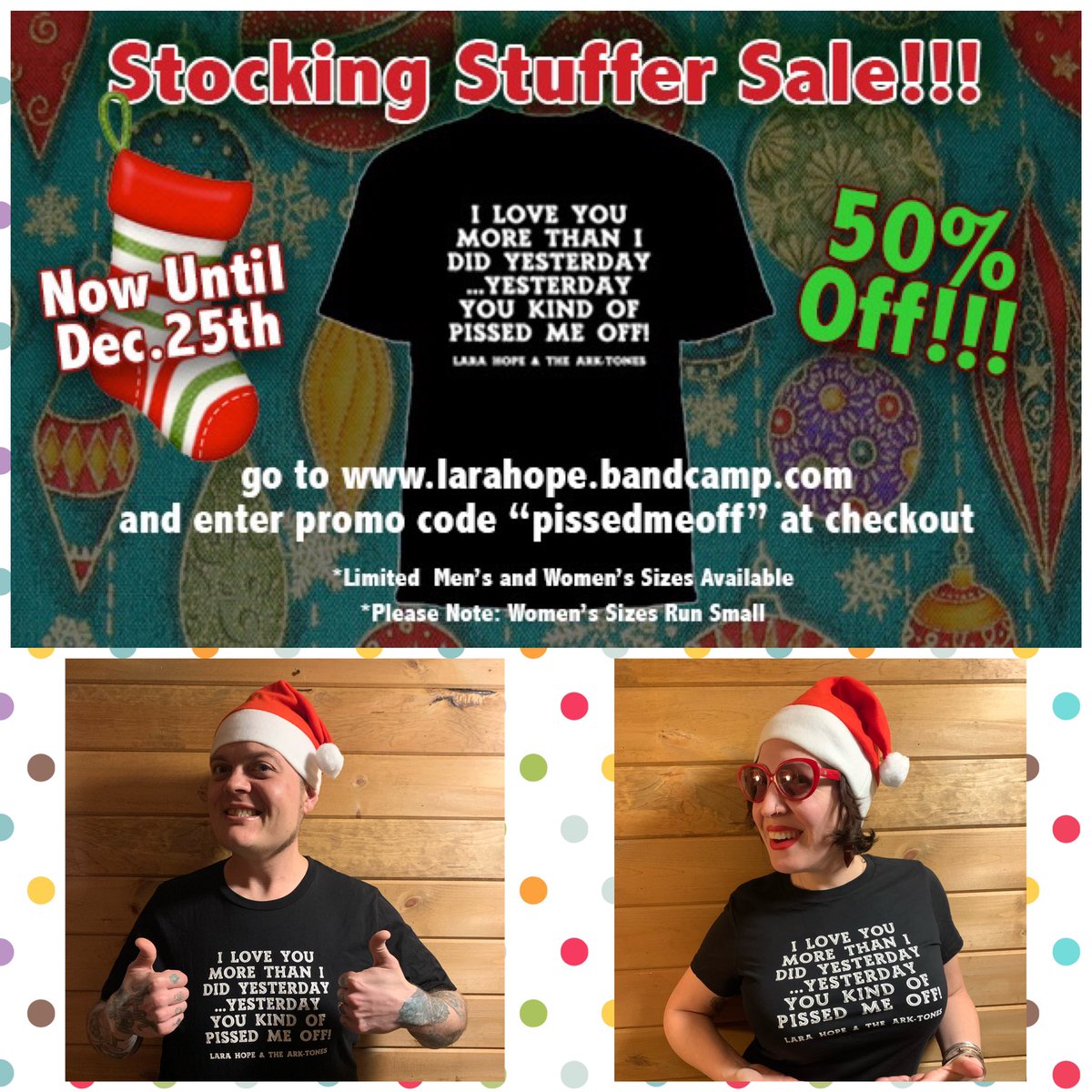 We’ve got your ULTIMATE HOLIDAY STOCKING STUFFER! Just $10 from now until Xmas for this crowd favorite T-shirt! Limited men’s and women’s sizes available. Use code “pissedmeoff” at checkout! larahope.bandcamp.com/merch/yesterda…