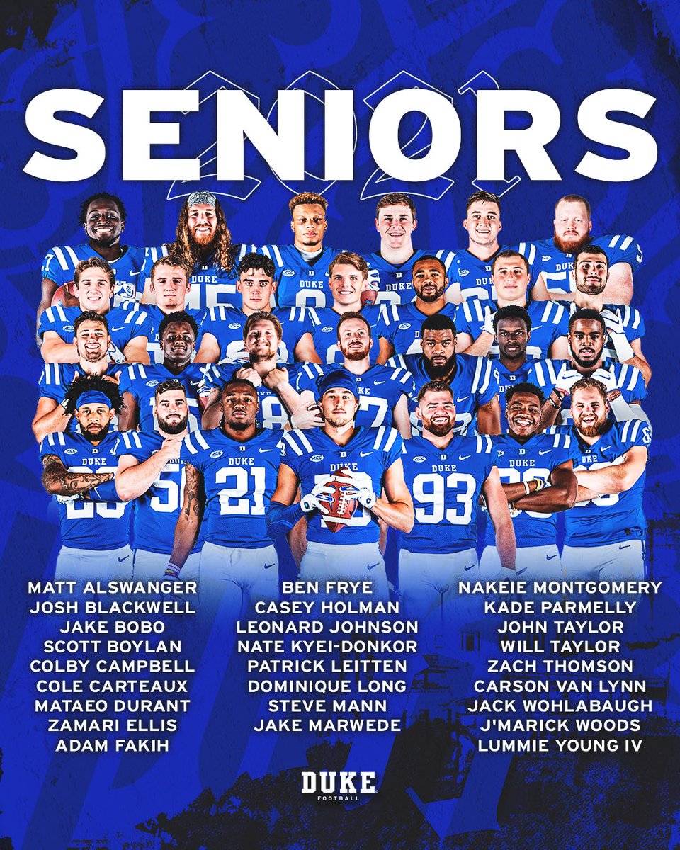 DukeFOOTBALL's tweet image. This week’s all about the seniors. 💙

#GoDuke 🔵😈
