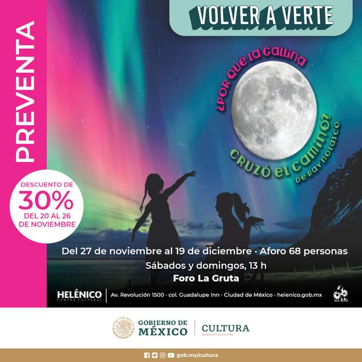 Estamos en preventa del 30% en los boletos de cualquier función de la temporada!!! ♥️♥️♥️♥️

Sábado 27 actuarán Adriana Resendiz y Karime Alonso
Domingo 28 actuarán Jennifer Moreno y Nelly González

Anímate y acompáñanos a volver al teatro