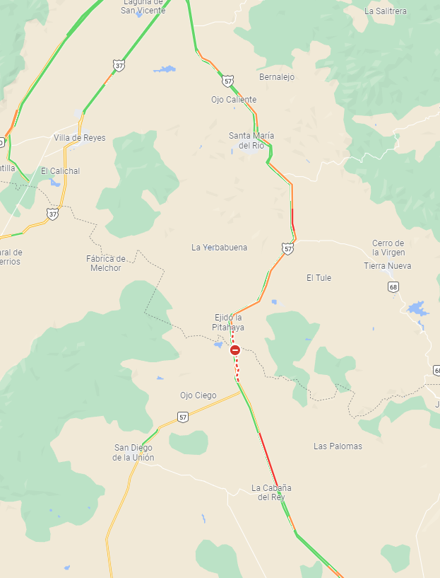 monitoreojrg's tweet photo. Buenas noches. Se tendrá información del tramo de San Diego De La Unión, Gto, Km 116 aprox. con dirección a Slp (21.5046116 -100.73044)  se presenta trafico detenido con dirección a Caseta de Jorobas. 
@Circuito_mx
@CAPUFE
@CNAC_GN
@GN_Carreteras
@CNAC_GN
@GN_MEXICO_ https://t.co/MGOHYemGys
