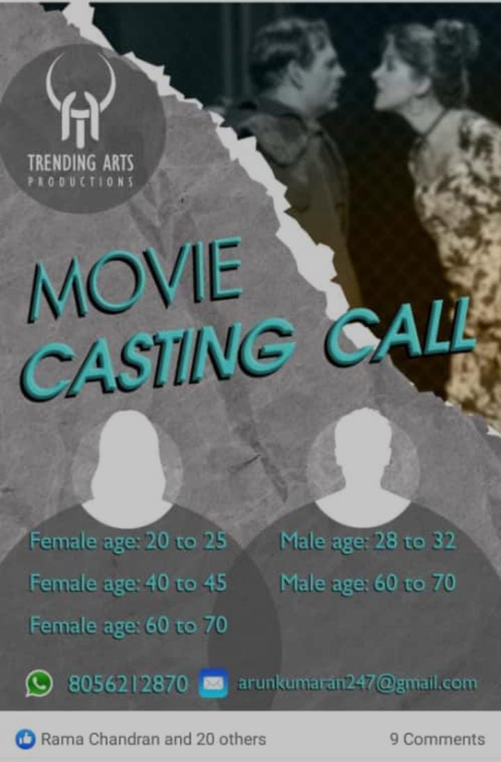 gounder_ramya's tweet photo. #Casting Call
#Movie Casting Call
#Artist #artistsontwitter
#ArtistOfTheYear_BTS #ArtisticofSociety #ArtistOfTheYear #Artistic
#artistsupport #artistsofspaceflight #artiststudio https://t.co/vp0sW7c5vh