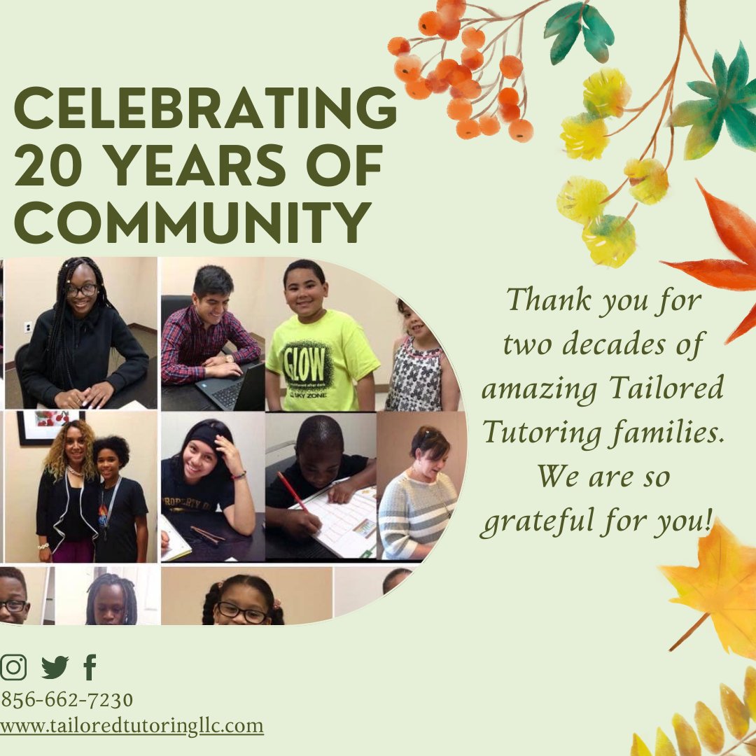 TTutoringLLC's tweet photo. This holiday season, we're feeling incredibly grateful. This year marks Tailored Tutoring's second decade serving families in South Jersey and around the world. We could not have done this work without our amazing families and staff. 

https://t.co/8gmnbDpHTM https://t.co/Sv3ZMLFkKQ