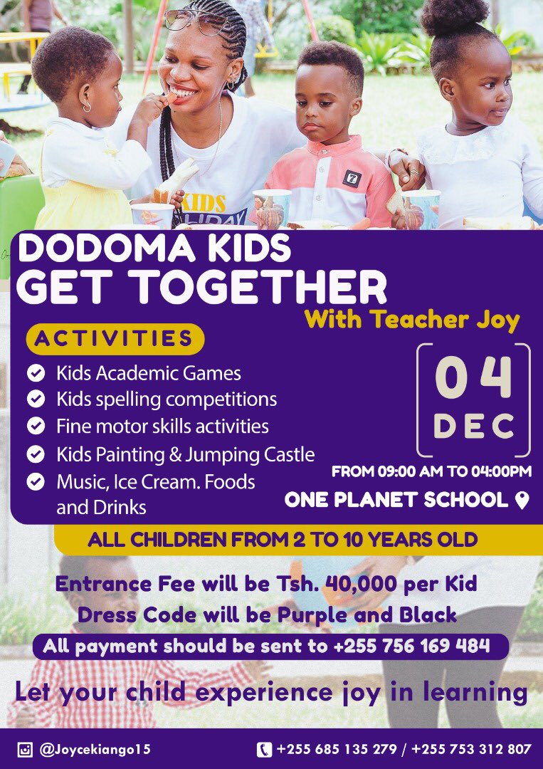 kisikisir's tweet photo. DODOMA KIDS GET TOGETHER

📌 Siku tisa zimebaki,piga simu kupata tickets kwa ajili ya Mwanao

📞 +255756169484

Kindly Rt. https://t.co/XbNTsBAn4k