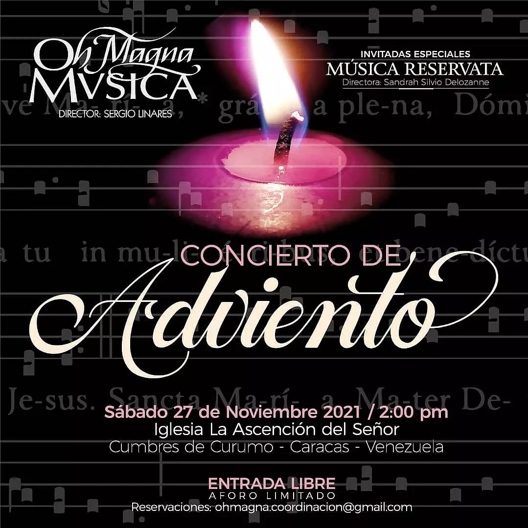 🎦 𝐂𝐨𝐧𝐜𝐢𝐞𝐫𝐭𝐨𝐬 🎦 #Caracas
══════════════════
Hoy Música Reservata y Oh Magna Mvsica unen sus voces en el Concierto de Adviento en Cumbres de Curumo. Amplía la información aquí 👇   👇 
bit.ly/3xgI3T7