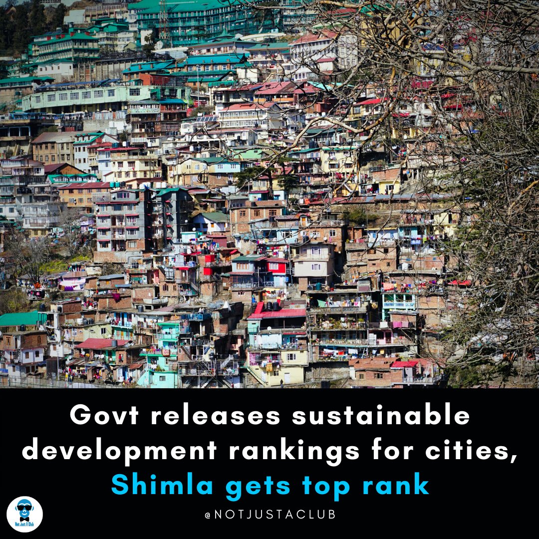 urviewsurnews's tweet photo. #Shimla achieved the top spot on the first #sustainabledevelopmentgoals Urban Index released by the Centre on Tuesday. #Coimbatore and the UT of #Chandigarh achieved the second and third ranks. #Notjustaclub #News #SDG https://t.co/VPT8LGOI7M