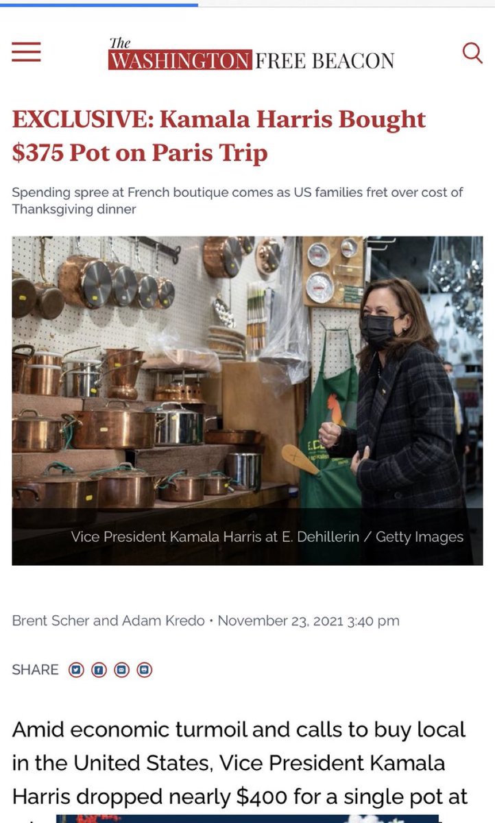 lifesafeast's tweet photo. Omg please. I have pots that cost that much and I’m not even Vice President. Tell me when she pays $130 grand for a 10-minute lay or tries to squeeze election help from the president of Ukraine. Or attempts a coup. https://t.co/iEgmOKoN86