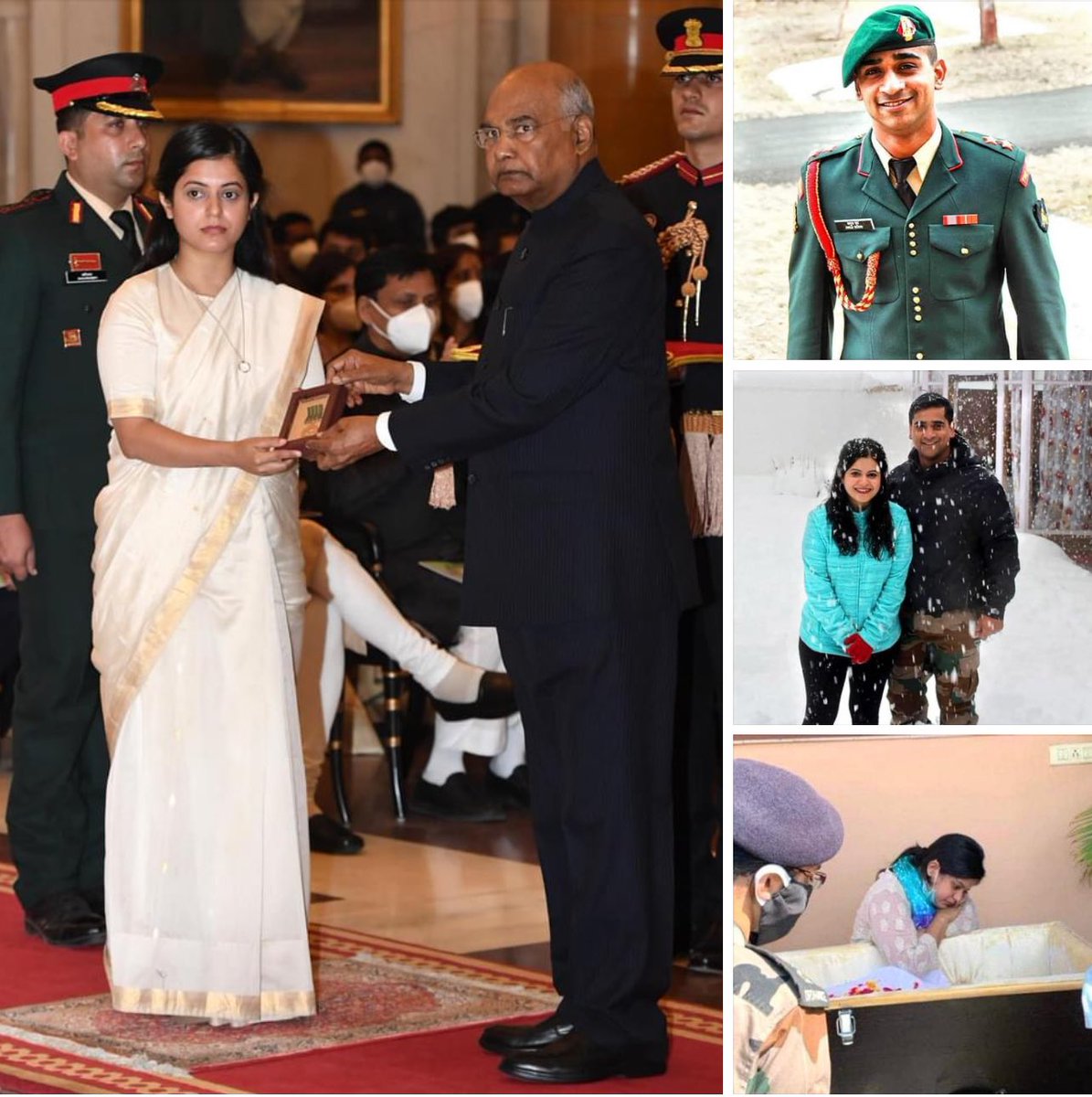 BellamSwathi's tweet photo. We have freedom because they are paying the price
Martyr Anuj Sood was awarded Shaurya chakra for rescuing civilians in a terror attack in Kashmir
He was newly married and got martyred 4 months after marriage #AnujSood #ShauryaChakra https://t.co/UeDOQkWcMu