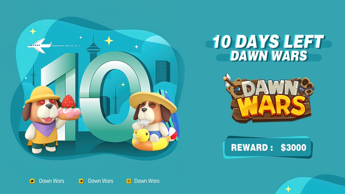 DawnWars's tweet photo. Only 12 hours until alpha test of Dawn Wars start and 10 days until Dawn Wars game is officially launched.

There are prize up USD 3000 for Dawn Wars' community to grab.

Be reminded to prepare your CP @CoPuppy_BSC  for the alpha test.

#GameFi #NFT #BSC #AlphaTesting https://t.co/eA62h9g8LX