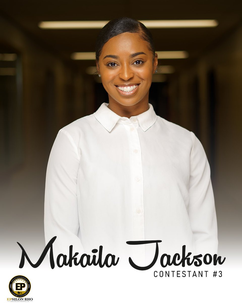 LamarAlphas's tweet photo. Miss Black &amp; Gold Scholarship Pageant - Contestant #3

Makaila Jackson was born in Lafayette, Louisiana and now resides in Missouri City, Texas. Makaila is currently a senior at Lamar University pursuing her degree in Exercise Science. https://t.co/3lxoHKjoAb
