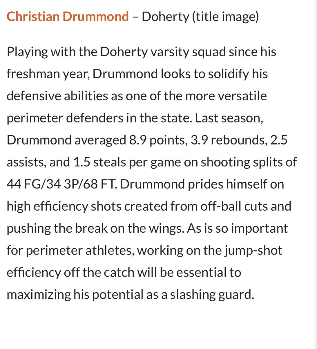 Great article on <a href="/Cdrummnd7_/">Christian Drummond</a> . I really look forward to seeing him progress into that floor general this year <a href="/Doherty_Hoops/">Doherty Basketball</a>. Big things ahead for this kid! <a href="/PLUTOBasketball/">P.L.U.T.O</a>
