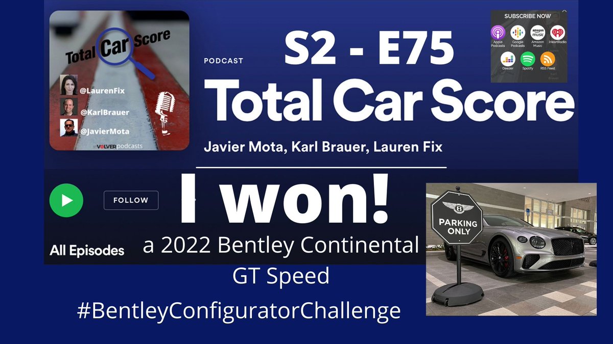 javiermota's tweet photo. The @totalcarscore @Podcast in Crew, England with @Mike_Sayer about how @javiermota won a 2022 @BentleyMotors Continental #GTSpeed #BentleyConfiguratorChallenge. Thank you @BentleyComms @laurenfix @karlbrauer Listen here
https://t.co/8psgGkYhJb https://t.co/wmD3dJnkNb