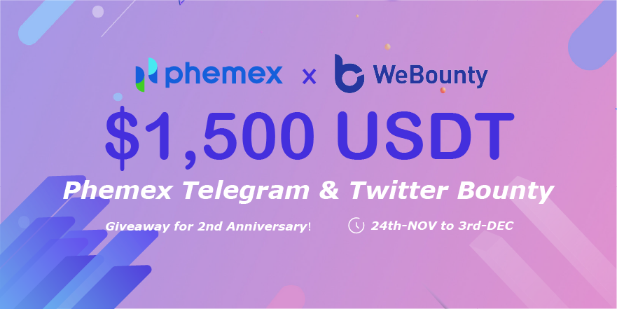 webounty_io's tweet photo. #NewBountyOnline

🎁1,500 $USDT | 10 Days
💻Link:https://t.co/RMlXSBc5le

⏰Period: 24th-Nov to 3rd-Dec，2021 (UTC+0)

💰30 $USDT for 3 lucky guys
✅RT &amp; Like &amp; Follow @webounty_io @Phemex_official 
😍Tag 3 friends &amp; Comment your TRC20 address

#DreamWithPhemex https://t.co/zfRzepTnow