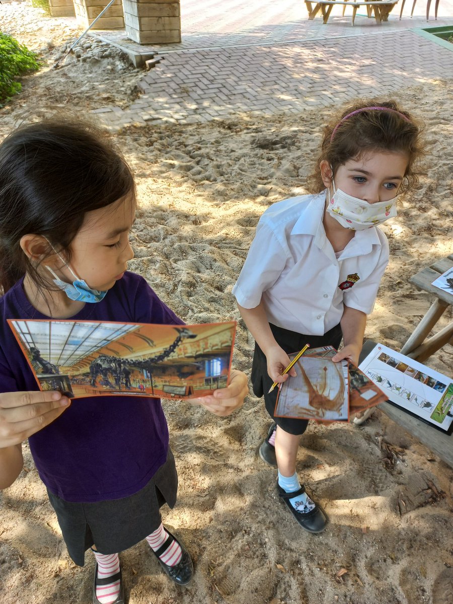 RGSGQ_Yearone's tweet photo. After learning about Mary Anning, we became Paleontologists and searched for fossil remains! The children loved looking for fossils and matching to their dinosaurs (even if they were only pictures). We foster imagination! #nature #dinosaurs #fossils https://t.co/HtVOEF1F08