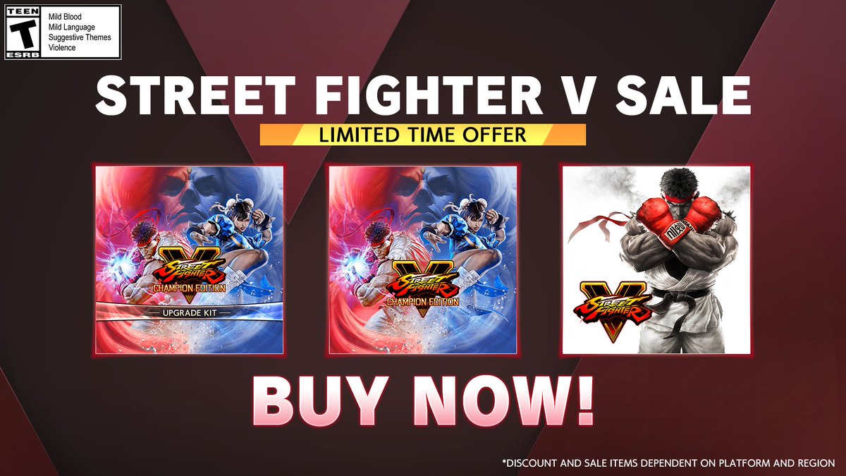 StreetFighter's tweet photo. Don't miss getting  #SFV, Champion Edition, and the Upgrade Kit for up to 60% off as part of the #PlayStation Black Friday Sale! 

🛒 https://t.co/Yt9A3d5iKB https://t.co/iC3OYk8ETs