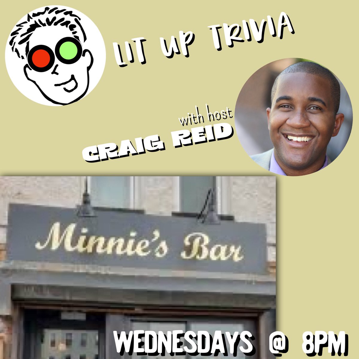 It’s the @GameShowCraig Birthday Trivia Extravaganza during @LitUpTrivia at #minniesbarbk! Play the game and wish the host a “Happy Birthday” Wednesday night at 8pm in Brooklyn, NY!! #bartrivia #lituptriviawithcraigreid