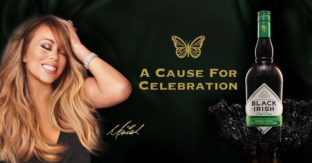 MariahCarey's tweet photo. Sorry Eggnog, this holiday season, Santa and I will be sipping on @goblackirish! 🤎☘️ In stores now!🥂 https://t.co/KUpu2k08p5
