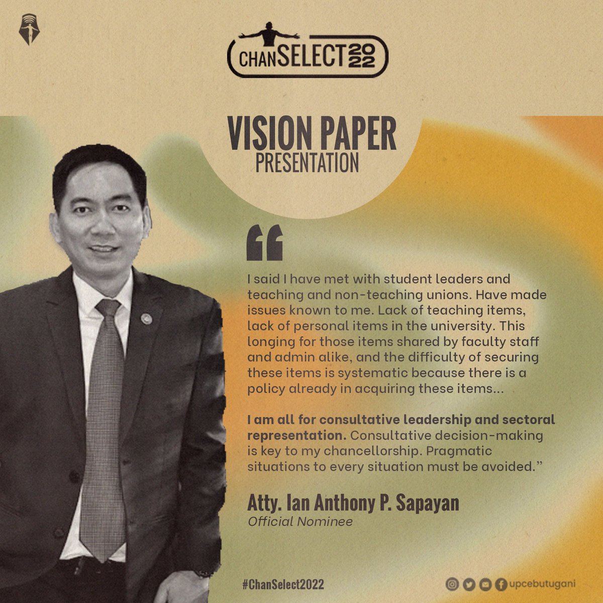 upcebutugani's tweet photo. “I said I have met with student leaders and teaching and non-teaching unions. Have made issues known to me. Lack of teaching items, lack of personal items in the university.
#ChanSelect2022
#TheChanceIsComing
#DefendAcademicFreedom https://t.co/1qGFb6Ckoc