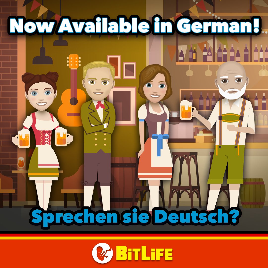 💛🇩🇪 Did you know that BitLife has more words in it than Tolstoy's War and Peace? This year we managed to translate all of those words into the all-new German version of BitLife, currently #1 game on iOS in Germany!

🇧🇷 Brazilian Portuguese coming next!

bitlife.social/bldeus