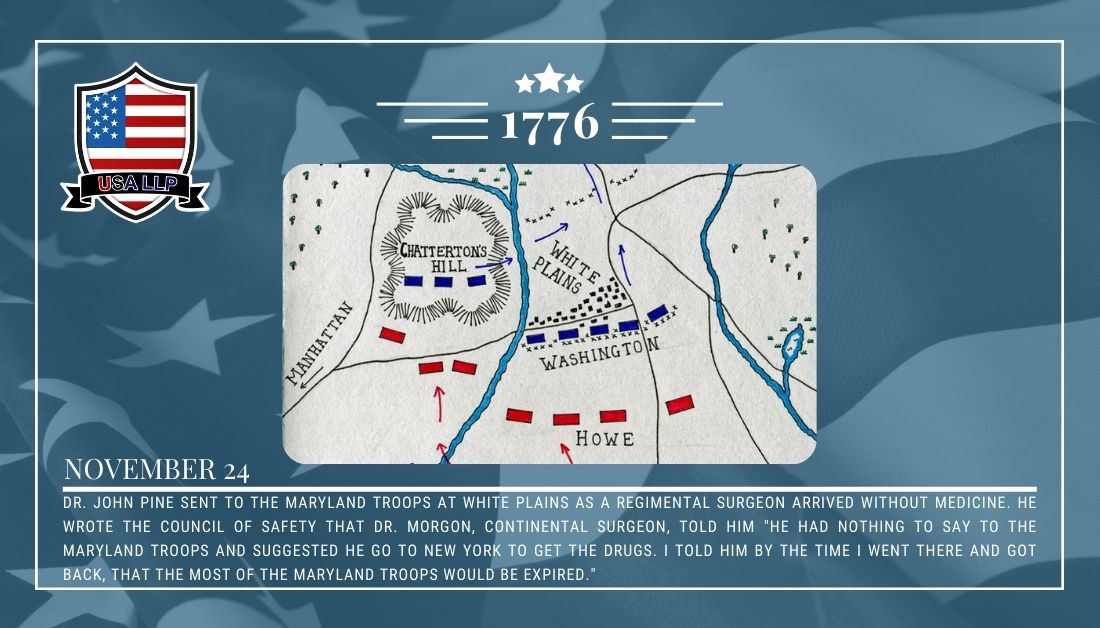 USA_LLP's tweet photo. #November24 1776 #DrJohnPine arrives in #WhitePlains as #regimental #surgeon without #medicine https://t.co/uFS4udiHND