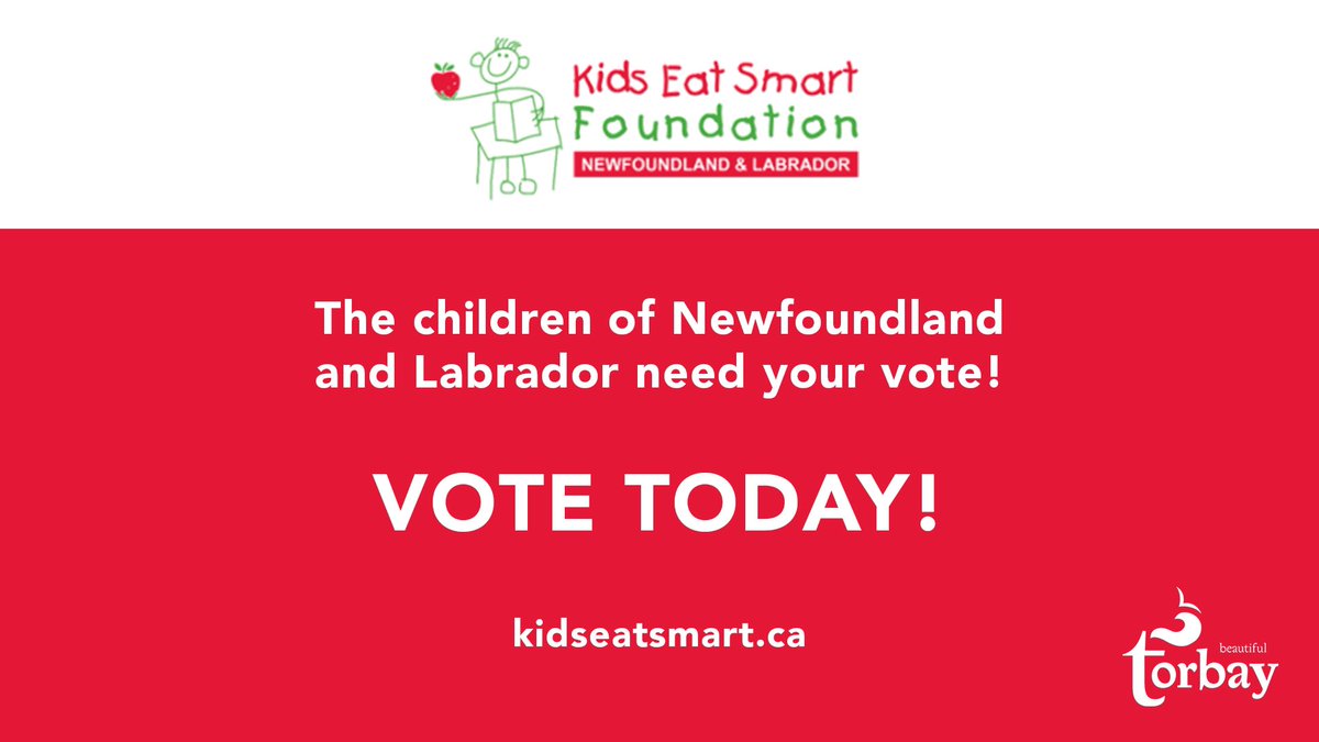 Less than a minute will help <a href="/KidsEatSmartNL/">Kids Eat Smart</a> win $100,000 prize which can help create 100,000 breakfasts across our province.  Cast your vote today!!! @CityofStJohns <a href="/MunicipalNL/">MNL</a> @DestinationSJ <a href="/DowntownStJohns/">Downtown St. John's</a>