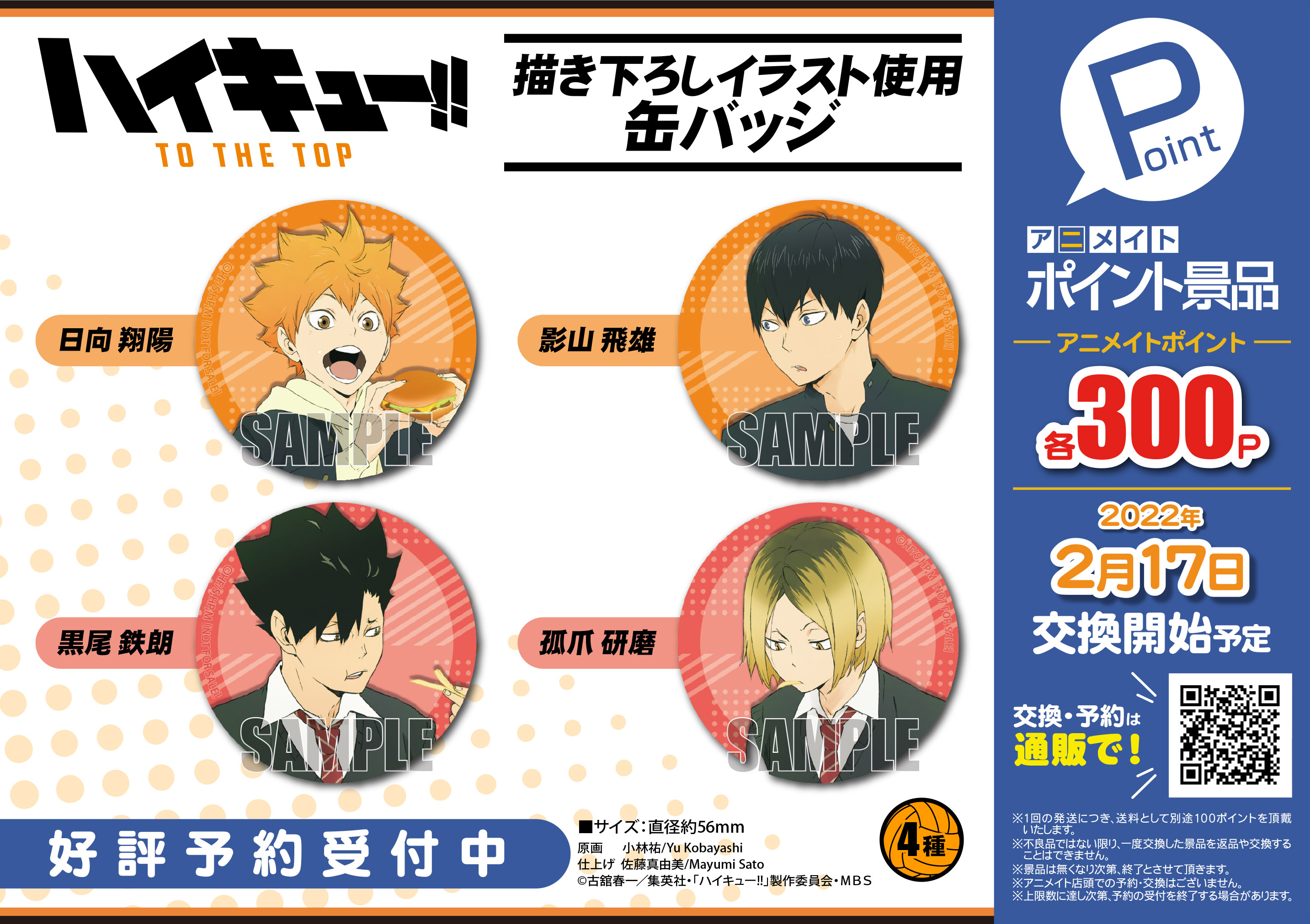 日向＆影山＆黒尾＆孤爪 描き下ろしイラスト使用 缶バッジ収納