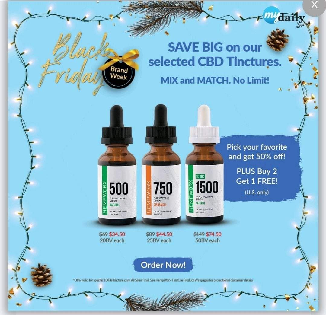 lynessa_1's tweet photo. For Those Who Missed It Yesterday.....

We Kicked  off BRAND WEEK with one of our most loved products! 💙🌱#HempWorx CBD Oil Tinctures. 50% off PLUS, buy two get one FREE.  Hurry, this is one deal you won't want to miss! 
GRAB YOURS TODAY......
https://t.co/Wsd8IRqacK https://t.co/9PO83lTD1y