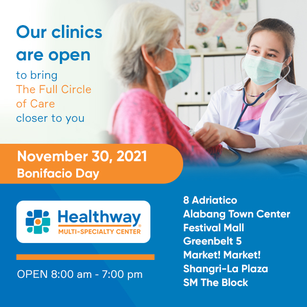 HealthwayPH's tweet photo. We are OPEN on 𝗡𝗼𝘃𝗲𝗺𝗯𝗲𝗿 𝟯𝟬, 𝟮𝟬𝟮𝟭 to bring The Full Circle of Care closer to you at our branches within Metro Manila and nearby provinces. https://t.co/TE1jteaUnN