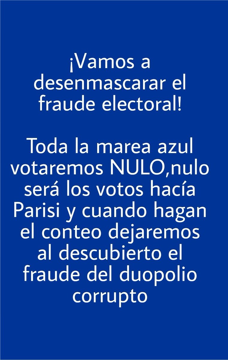 sindydemacuer's tweet photo. El partido la gente no se vende
Ni Derecha ni Izquierda, NULO
#FraudeElectoral2021 https://t.co/UVhqRXgrUP