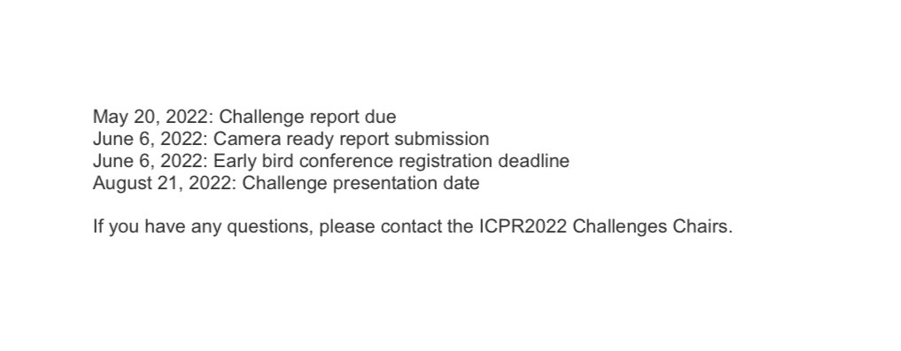 #ICPR2022 Call for Challenges

icpr2022.com