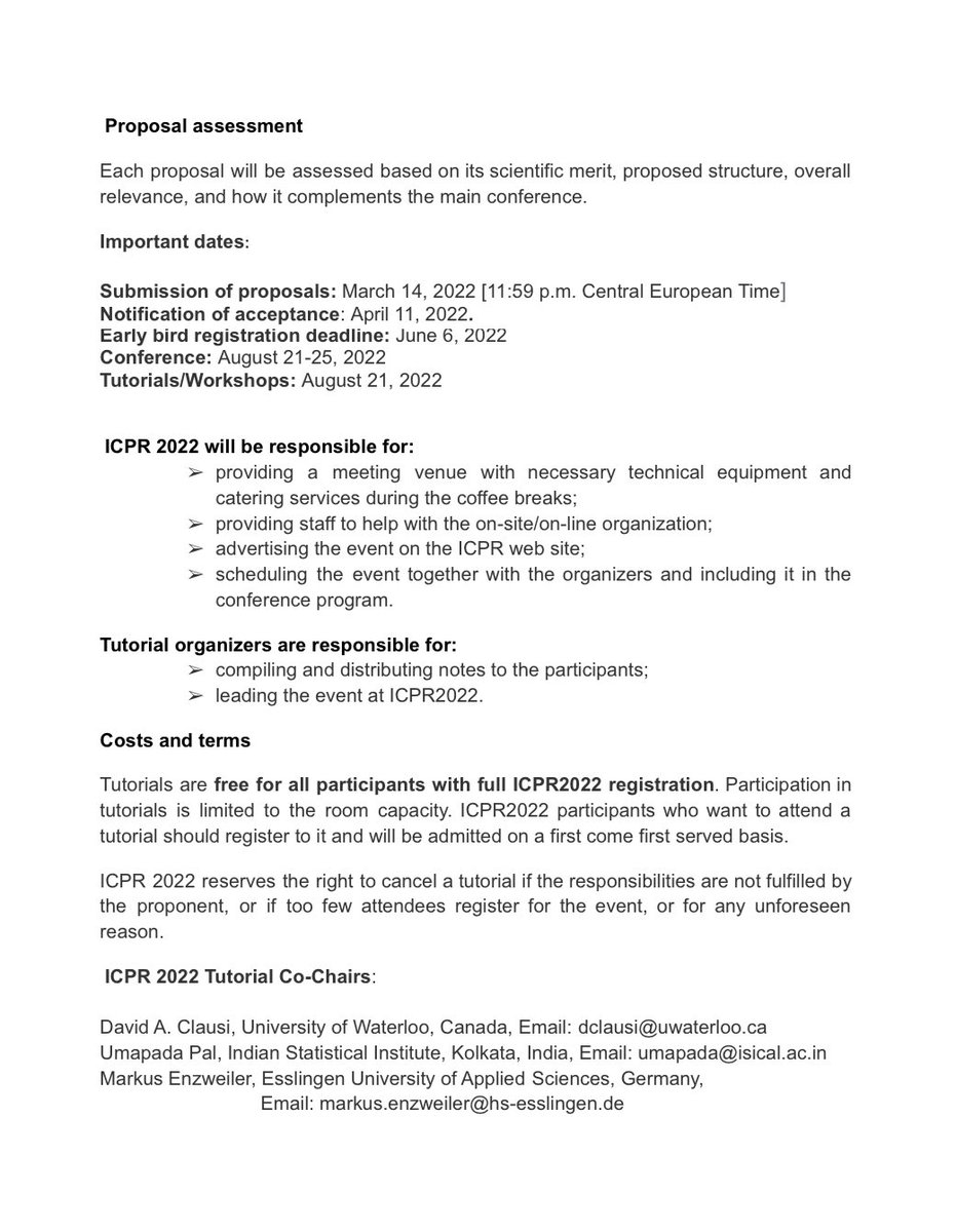 #ICPR2022 Call for Tutorial Proposals

icpr2022.com