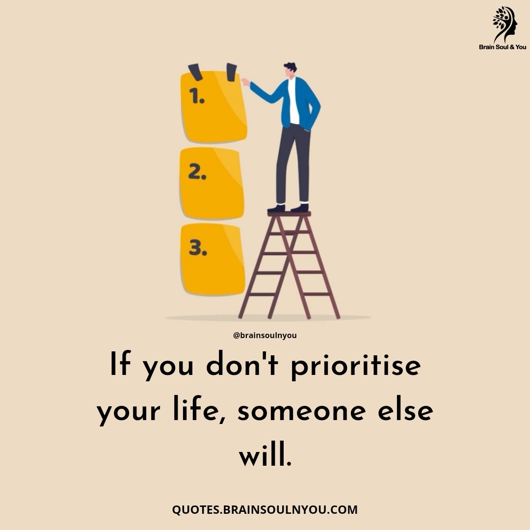 If you don't prioritise your life, someone else will.

#wednesday
#wednesdayquotes 
#wednesdaymotivation
#wednesdayvibes 
#motivationalquotes
#inspirationalquotes

#weekelyquotes #motivationalthoughts  #InspirationalQuotesAboutLife  #trendingquotes #brainsoulnyou #saurabhgoel