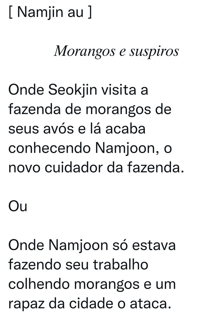 FMaisCatalogo's tweet photo. Morangos e Suspiros 🍂
#morangosesuspiros
Por: @Answrlie
Finalizada | 7 capítulos
📎 https://t.co/iQVbr9JtZ3
#ATbts #ATcomedia #ATromance #ATsoft #ATboyslove #namjin
#ATfinalizadas https://t.co/a4oHzyiTRm