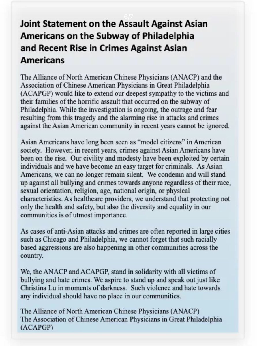 Joint Statement on the Assault Against Asian Americans on the Subway of Philadelphia and Recent Rise in Crimes Against Asian Americans