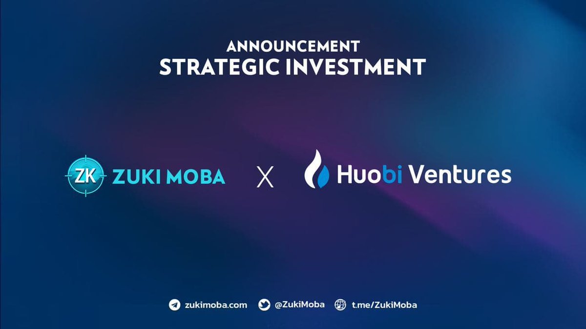 ✅[Official announcement]
ZUKI MOBA HAS RECEIVED INVESTMENT FROM HUOBI VENTURES

📌Zuki Moba would like to sincerely thank <a href="/HuobiVentures/">Huobi Ventures</a> for trusting and the project, and will try our best to bring the project to great success.
📌Please keep watching us!
#ZukiMoba #HuobiVentures