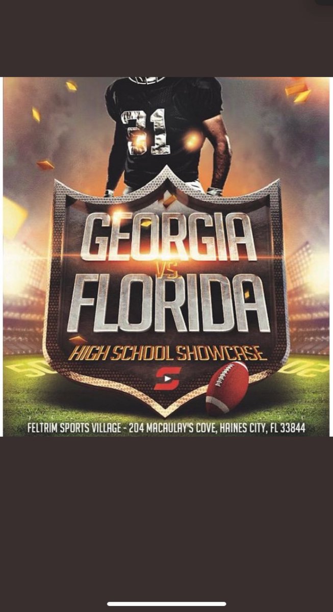 Cheard05's tweet photo. Thankful to be invited to represent my state in the Georgia VS Florida High School ShowCase. For 2nd year in row  @coachjocksample @RecruitGeorgia @CoachClark93 @OreyFerrell https://t.co/iDhJcaf5Fw