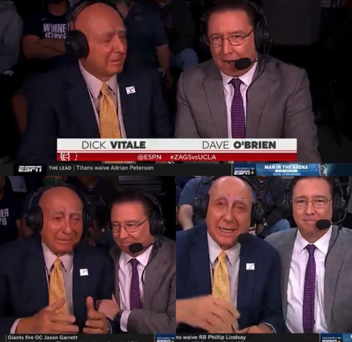 a2dradio's tweet image. Watching Dick Vitale return to the booth tonight is absolutely FANTASTIC for every sports fan! 🙏

After undergoing treatment for lymphoma &amp;amp; melanoma, #DickVitale got clearance from his doctor to officially start his 43rd season calling college basketball!! 👏🏀

#Gonzaga | #UCLA
