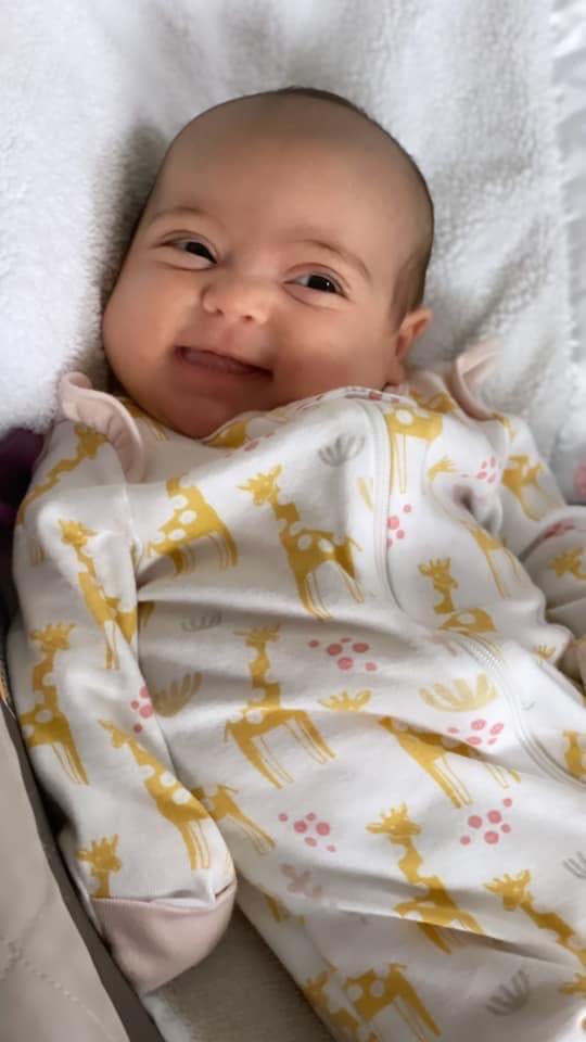 First big Siena smiles for mama!🥺💜🥰