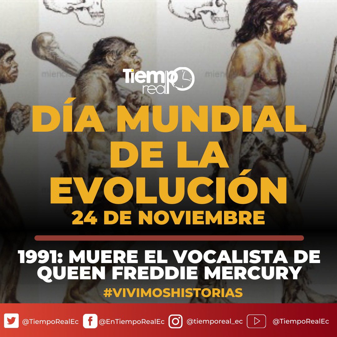 TiempoRealEC's tweet photo. 📌#UnDíaComoHoyl #DíaMundialDeLaEvolución
📍1859: Se publicó “El Origen de las Especies” de Charles Darwin y el hallazgo del esqueleto de un homínido
📍1969: #APOLO12 aterriza en el Océano Pacífico
📍1991: Muere el vocalista de @QueenWillRock #FreddieMercury https://t.co/2AcQkIaunk