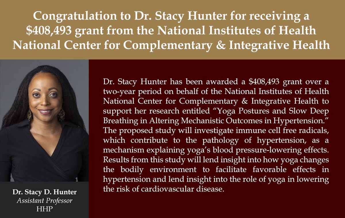 Congratulations to Dr. Stacy Hunter in the <a href="/HHP_TXST/">Health & Human Performance at TXST</a> <a href="/TXSTCOE/">College of Education at TXST</a> for receiving a grant from the National Institutes of Health (NIH)🎉🎉🎉