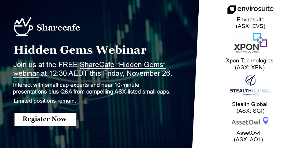Don’t miss out on this weeks webinar featuring <a href="/Envirosuite_Ltd/">Envirosuite</a> $EVS, <a href="/xpontech/">Xpon Technologies Group (ASX:XPN)</a> $XPN, #AssetOwl $AO1 &amp; #StealthGroupHoldings $SGI Register Now bit.ly/HGW_26_11_21