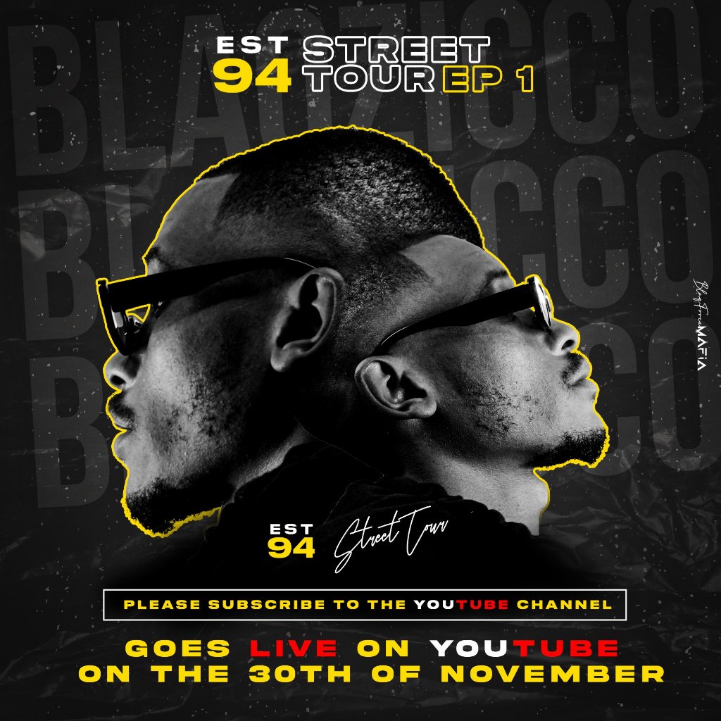 BlaqZicco's tweet photo. GOOD MORNING FAM, JUST A FEW DAYS TO GO BEFORE THE #EST94 STREET TOUR GOES LIVE ON @youtube PLEASE SUBSCRIBE TO THE YOUTUBE CHANNEL TO GET AN INSTANT NOTIFICATION WHEN IT HITS THE STREETS 👇🏿

https://t.co/1xYup5NsZf https://t.co/q6Lc1PWNPy